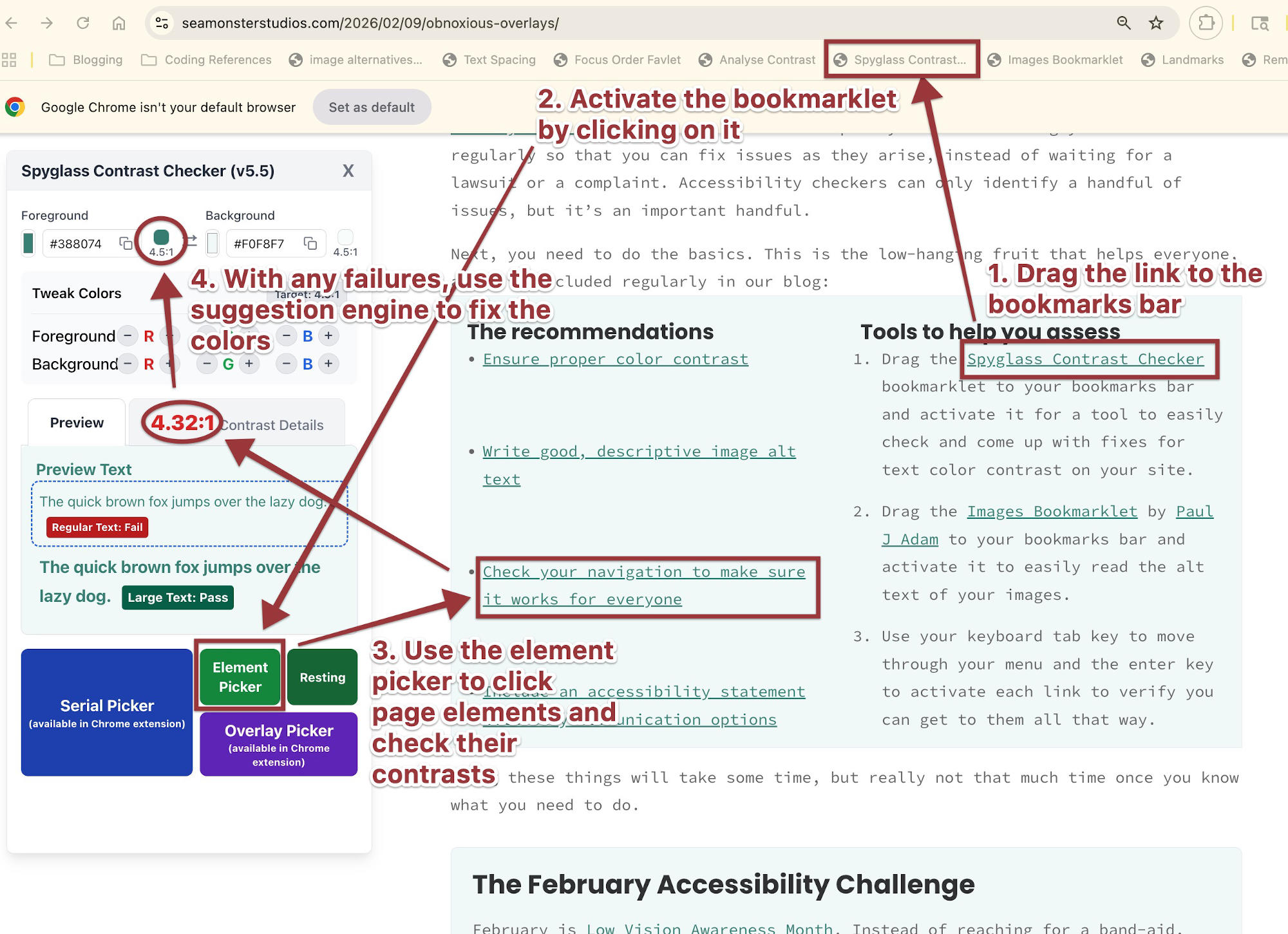 installation and use of spyglass bookmarklet