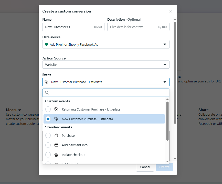 create custom conversion screen