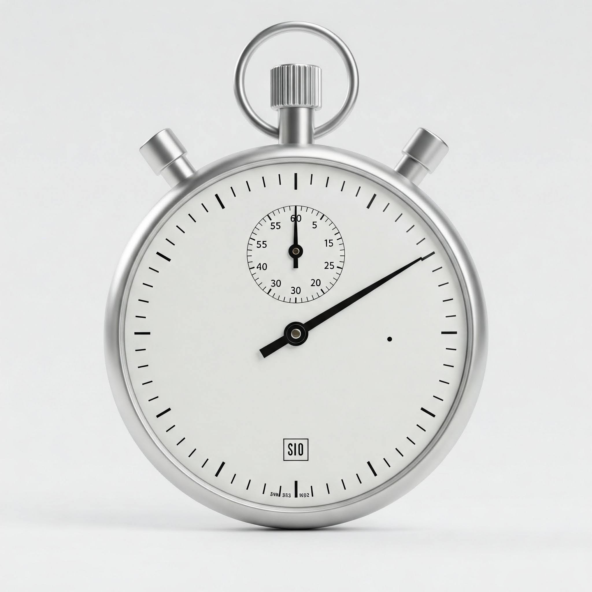 Stopwatch with the second hand pointing at the 10-second mark