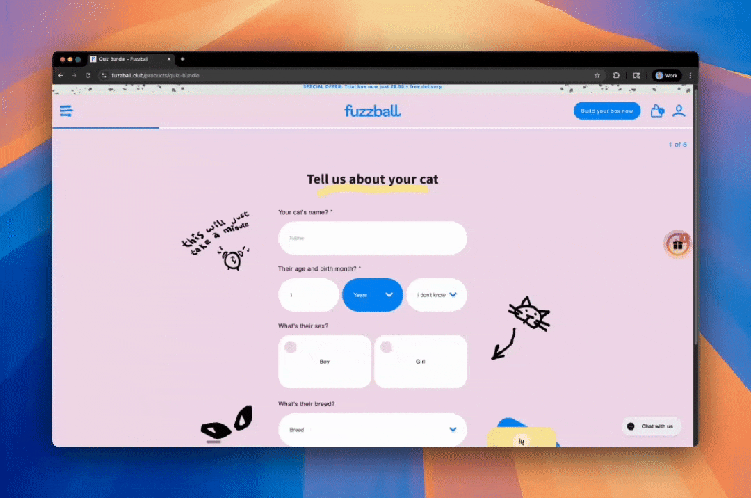 Animated showcase of Fuzzball products.