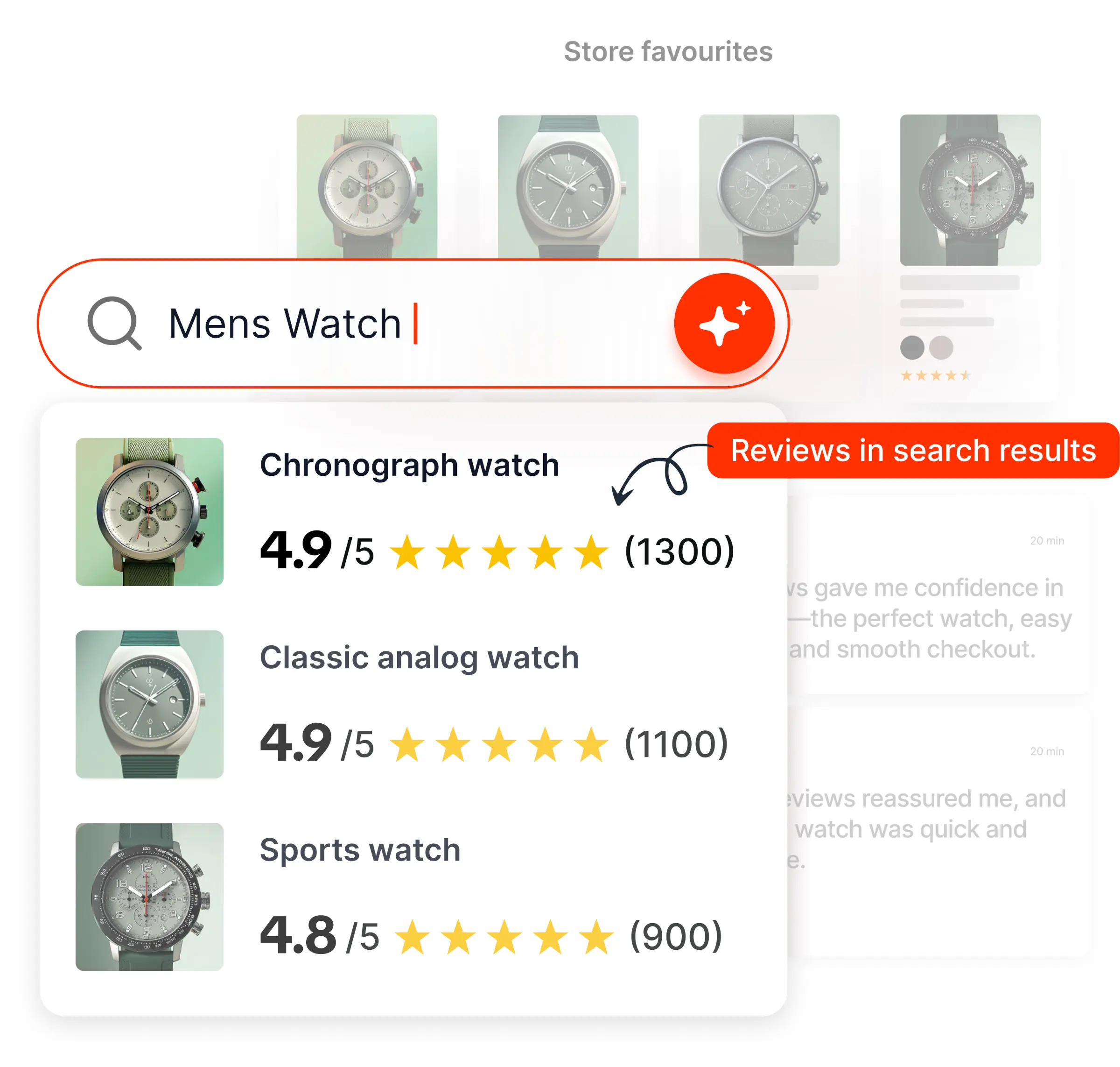 view of a search agent including reviews in the search results