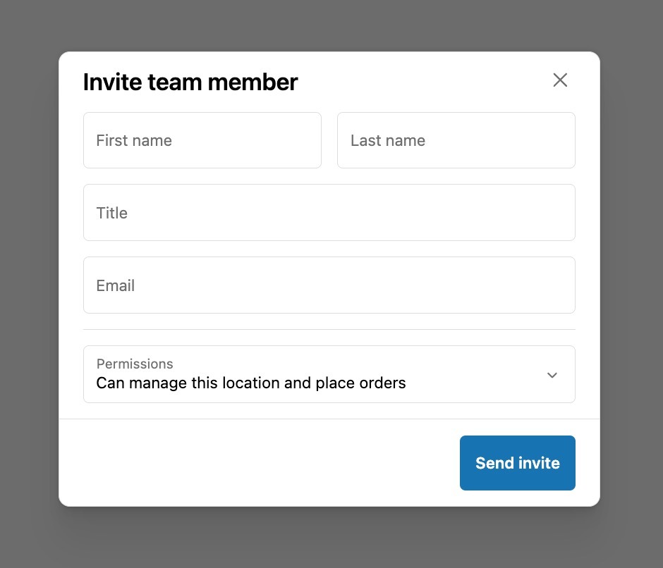 invite team member popup