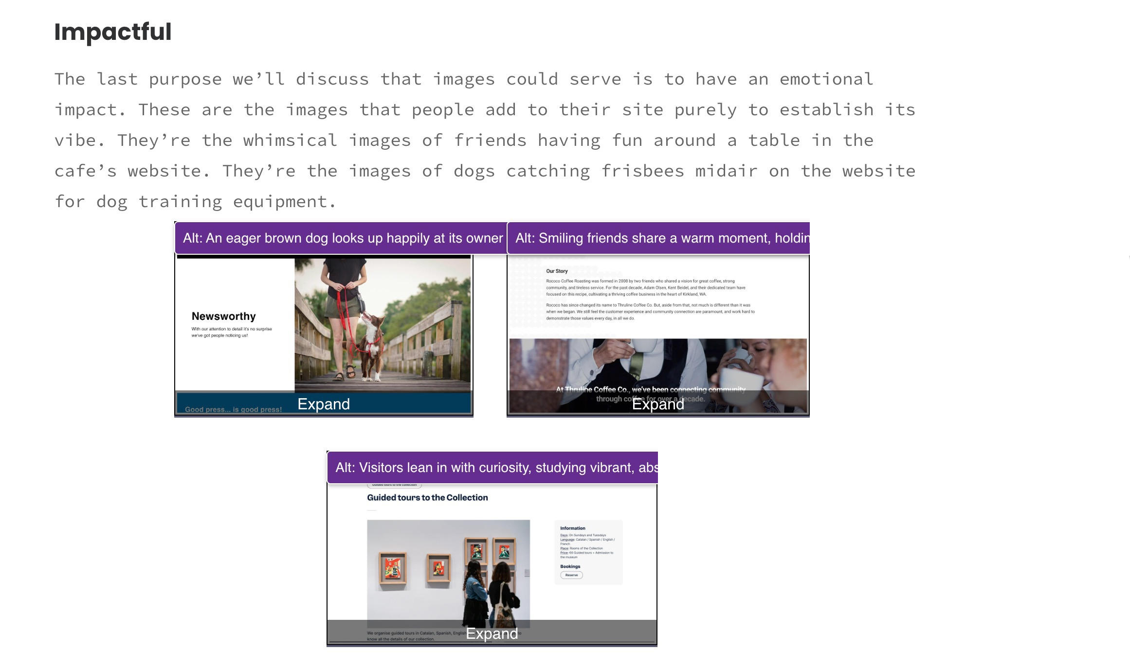 View of earlier in this blog post, with impactful image alt visible, but cut off.